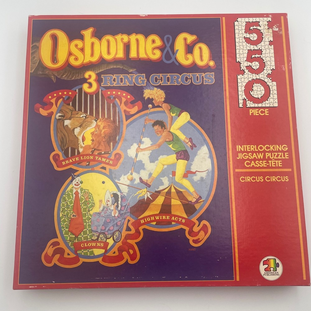 VNTG 90's Osbourne  & Co. 3 Ring Circus 550 Piece Jigsaw Puzzle Interlocking NIB